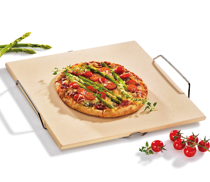 Поднос для выпекания пиццы с подставкой, 38*35,5 см, h-3,5 см, камень