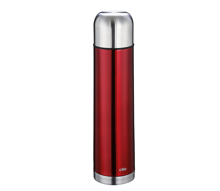 Термос 1 л, d-8 см, h-32 см, сталь (красный)